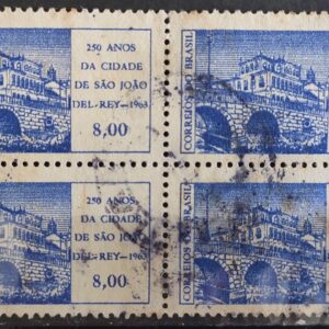 C 503 Selo Aniversario de Sao Joao del Rei Ponte Arquitetura 1963 Quadra Circulado 1