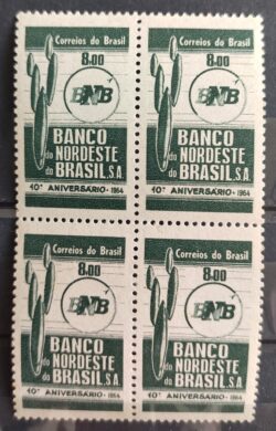 C 506 Selo Aniversario do Banco do Nordeste BNB Economia Cacto 1964 Quadra