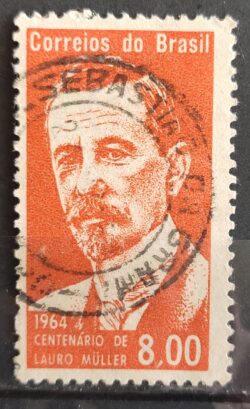 C 508 Selo Escritor Politico Lauro Muller 1964 Circulado 3