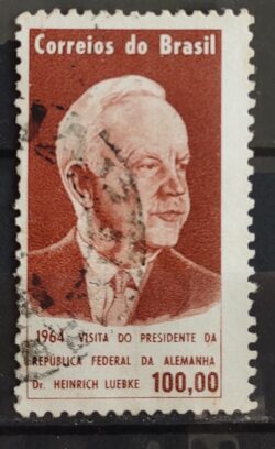 C 512 Selo Presidente da Alemanha Heinrich Lubke Personalidade 1964 Circulado 3
