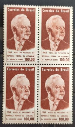 C 512 Selo Presidente da Alemanha Heinrich Lubke Personalidade 1964 Quadra