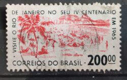 C 517 Selo 4 Centenario Cidade Rio de Janeiro Copacabana 1964 Circulado 1