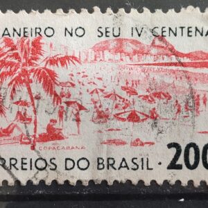 C 517 Selo 4 Centenario Cidade Rio de Janeiro Copacabana 1964 Circulado 1