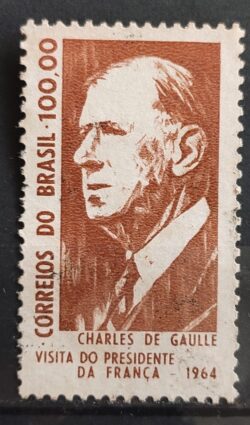 C 518 Selo Presidente da Franca Charles de Gaulle Personalidade 1964 Circulated 5