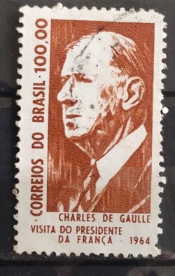 C 518 Selo Presidente da Franca Charles de Gaulle Personalidade 1964 Circulado 3