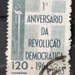 C 523 Selo Aniversario da Revolucao Democratica Militar Espada 1965 Circulado 1