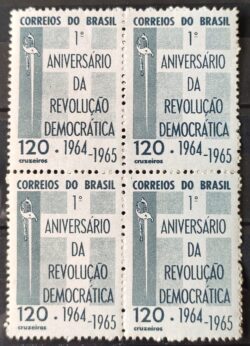C 523 Selo Aniversario da Revolucao Democratica Militar Espada 1965 Quadra