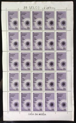 C 527 Selo Convencao Nacional de Lions Clubes 1965 Folha