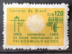 C 528 Selo Centenario da Uniao Internacional de Telecomunicacoes UIT Comunicacao 1965