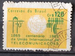 C 528 Selo Centenario da Uniao Internacional de Telecomunicacoes UIT Comunicacao 1965 Circulado 2