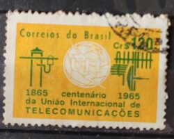 C 528 Selo Centenario da Uniao Internacional de Telecomunicacoes UIT Comunicacao 1965 Circulado 3