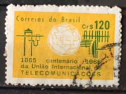 C 528 Selo Centenario da Uniao Internacional de Telecomunicacoes UIT Comunicacao 1965 Circulado 4