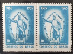 C 530 Selo Centenario Batalha Naval do Riachuelo Militar Marinha 1965 1 Dupla