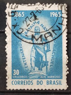 C 530 Selo Centenario Batalha Naval do Riachuelo Militar Marinha 1965 Circulado 1