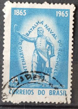 C 530 Selo Centenario Batalha Naval do Riachuelo Militar Marinha 1965 Circulado 4