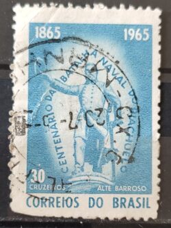 C 530 Selo Centenario Batalha Naval do Riachuelo Militar Marinha 1965 Circulado 5