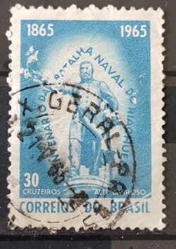 C 530 Selo Centenario Batalha Naval do Riachuelo Militar Marinha 1965 Circulado 7