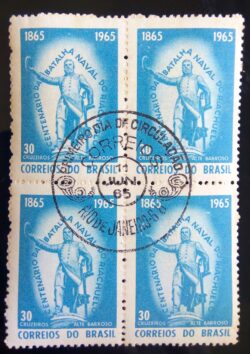 C 530 Selo Centenario Batalha Naval do Riachuelo Militar Marinha 1965 Quadra CPD RJ