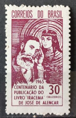 C 531 Selo Centenario Livro Iracema Literatura Jose de Alencar Indio 1965 Com Marca Charneira