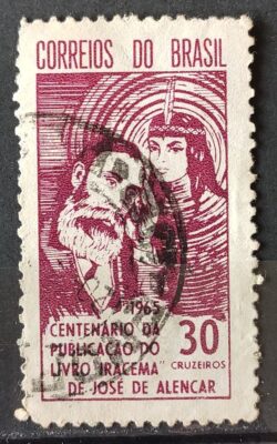 C 531 Selo Centenario Livro Iracema Literatura Jose de Alencar Indio 1965 Circulado 1