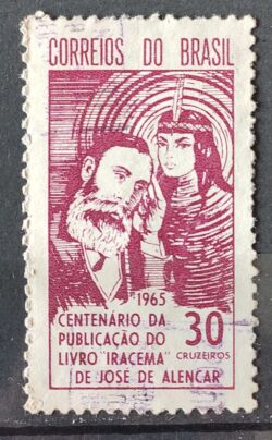 C 531 Selo Centenario Livro Iracema Literatura Jose de Alencar Indio 1965 Circulado 2