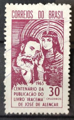C 531 Selo Centenario Livro Iracema Literatura Jose de Alencar Indio 1965 Circulado 3