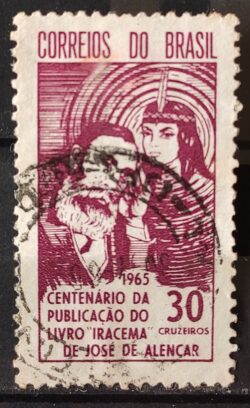 C 531 Selo Centenario Livro Iracema Literatura Jose de Alencar Indio 1965 Circulado 4