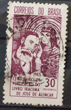 C 531 Selo Centenario Livro Iracema Literatura Jose de Alencar Indio 1965 Circulado 5