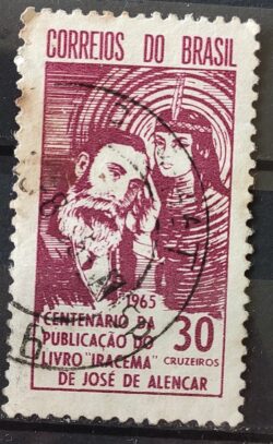 C 531 Selo Centenario Livro Iracema Literatura Jose de Alencar Indio 1965 Circulado 6