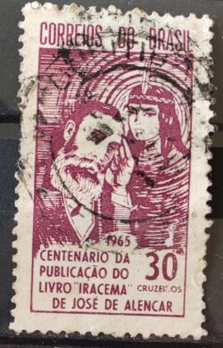 C 531 Selo Centenario Livro Iracema Literatura Jose de Alencar Indio 1965 Circulado 7