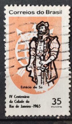 C 534 Selo 4 Centenario Cidade Rio de Janeiro Estacio de Sa 1965 Circulado 1