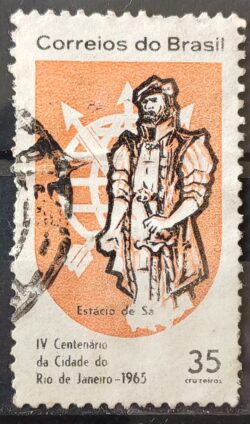 C 534 Selo 4 Centenario Cidade Rio de Janeiro Estacio de Sa 1965 Circulado 2