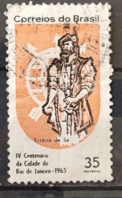 C 534 Selo 4 Centenario Cidade Rio de Janeiro Estacio de Sa 1965 Circulado 3