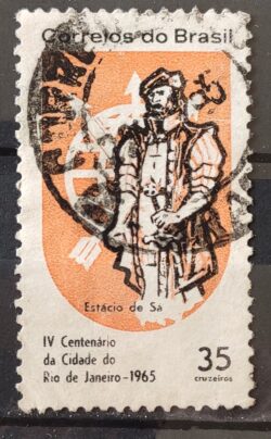 C 534 Selo 4 Centenario Cidade Rio de Janeiro Estacio de Sa 1965 Circulado 4