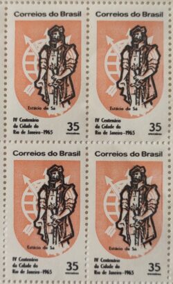 C 534 Selo 4 Centenario Cidade Rio de Janeiro Estacio de Sa 1965 Quadra