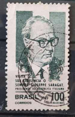 C 538 Selo Presidente da Italia Saragat Oculos 1965 Circulado 2
