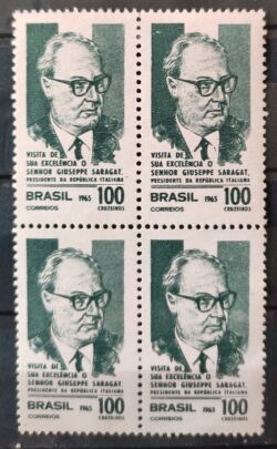 C 538 Selo Presidente da Italia Saragat Oculos 1965 Quadra