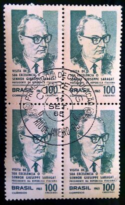C 538 Selo Presidente da Italia Saragat Oculos 1965 Quadra CPD RJ