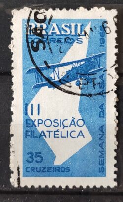 C 540 Selo Semana da Asa Exposicao Filatelica Aviao Aviacao 1965 Circulado 2