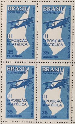 C 540 Selo Semana da Asa Exposicao Filatelica Aviao Aviacao 1965 Quadra