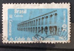 C 544 Selo 4 Centenario do Rio de Janeiro Arcos da Lapa 1965 Circulado 3