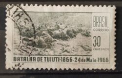C 549 Selo Centenario da Batalha de Tuiuti Cavalo Militar 1966 Circulado 2