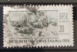 C 549 Selo Centenario da Batalha de Tuiuti Cavalo Militar 1966 Circulado 3