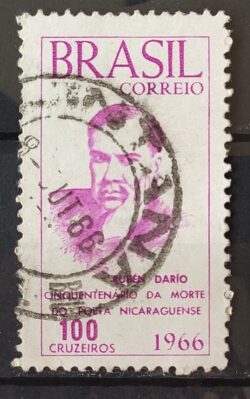 C 554 Selo Poeta Rubem Dario Nicaragua Literatura 1966 Circulado 3