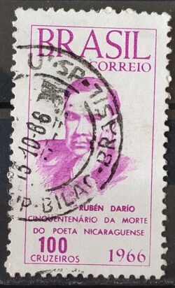 C 554 Selo Poeta Rubem Dario Nicaragua Literatura 1966 Circulado 4