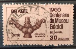 C 555 Selo Centenario Museu Emilio Goeldi Belem Arte 1966 Circulado 3