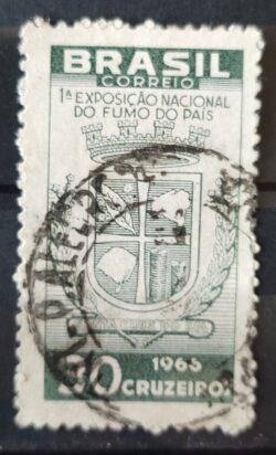 C 556 Selo Exposicao Nacional do Fumo Santa Cruz do Sul Brasao 1966 Circulado 1