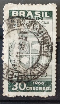 C 556 Selo Exposicao Nacional do Fumo Santa Cruz do Sul Brasao 1966 Circulado 2