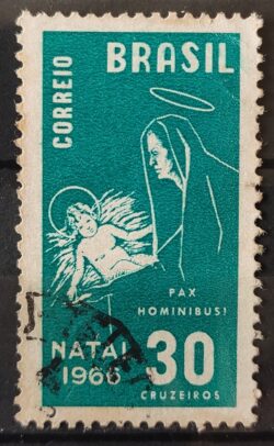 C 561 Selo de Natal Maria e Jesus Religiao 1966 Circulado 1