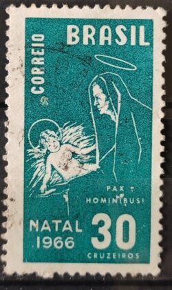C 561 Selo de Natal Maria e Jesus Religiao 1966 Circulado 2